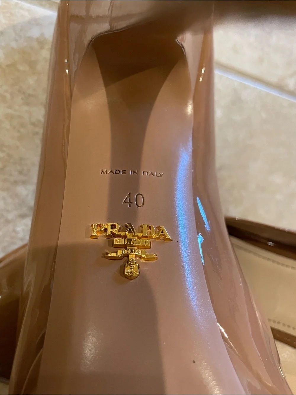 Prada Beige Patent Leather Platform